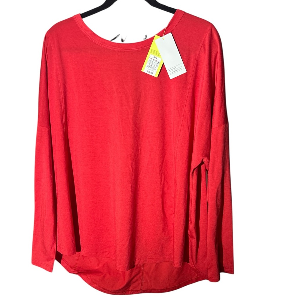 All in Motion Red Oversized Long Sleeve Blouse with cut out details in back.